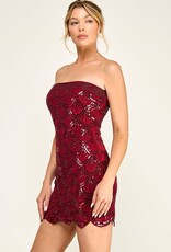 Strapless Beaded Scalloped Edge Mini Dress
