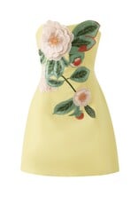 Gaia 3D Floral Embroidered Strapless Mini Dress