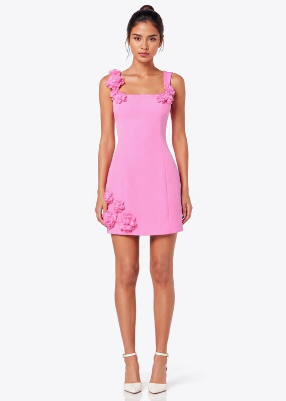 Nolyn Square Neck 3D Floral Mini Dress
