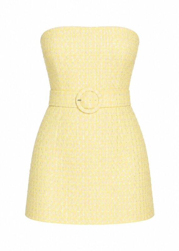 Winslow Tweed Strapless Belted Mini Dress