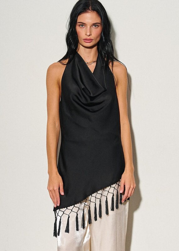 Ingrid Asymmetrical Fringe Halter Top