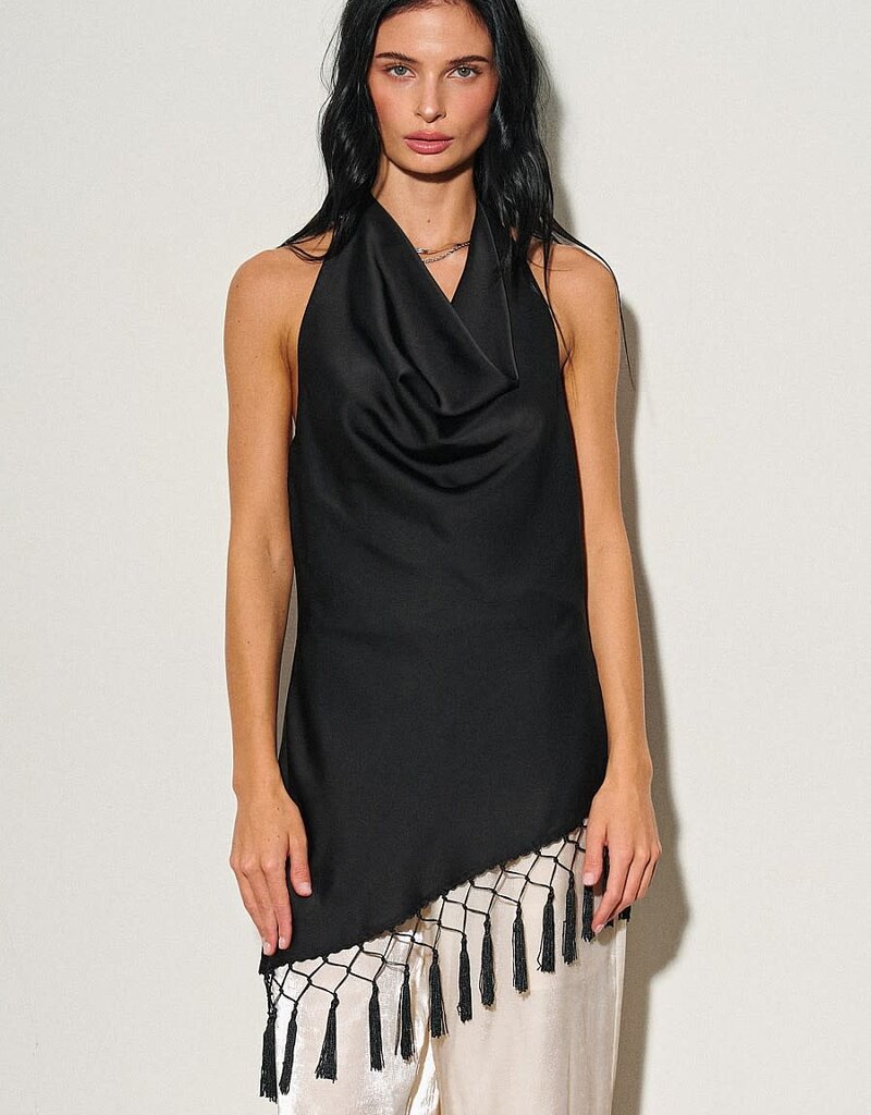 Ingrid Asymmetrical Fringe Halter Top