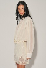 Semi Sheer Draped Balloon Top