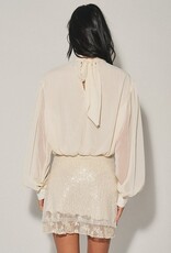 Semi Sheer Draped Balloon Top