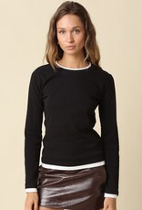 Contrast Trim Long Sleeve Top