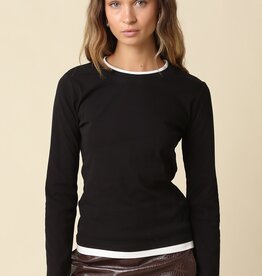 Contrast Trim Long Sleeve Top