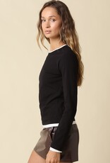 Contrast Trim Long Sleeve Top