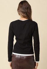 Contrast Trim Long Sleeve Top