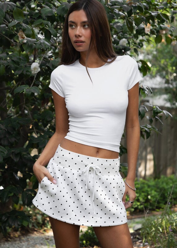 Polka Dot Fleece Skort Mini Skirt