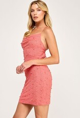 Pearl Bead Spaghetti Strap Mini Dress