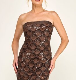 Strapless Beaded Scalloped Edge Mini Dress