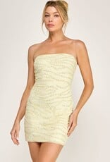 Abbey Strapless Beaded Open Back Mini Dress