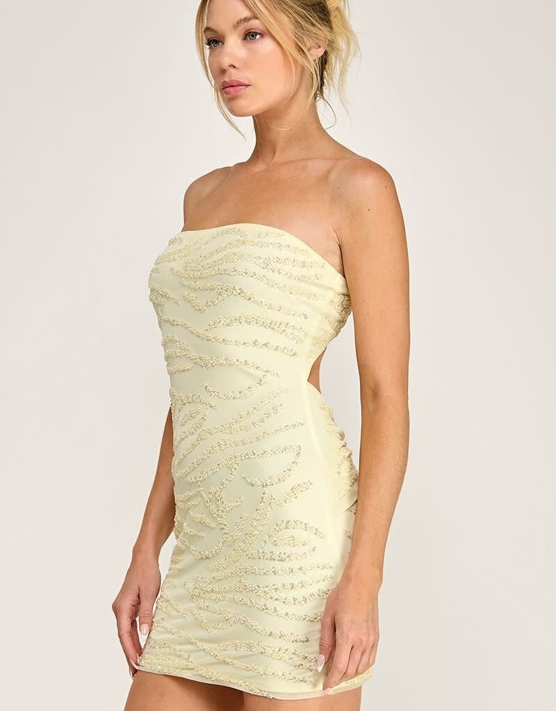 Abbey Strapless Beaded Open Back Mini Dress
