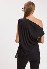 Amanda Off Shoulder Asymmetric Lace Trim Top