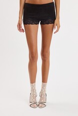 Faux Suede Lace Trim Micro Shorts