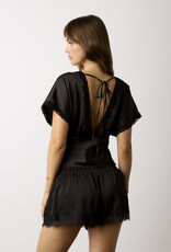 Miller Satin Lace Trim Open Back Top