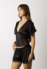 Miller Satin Lace Trim Open Back Top