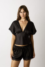 Miller Satin Lace Trim Open Back Top