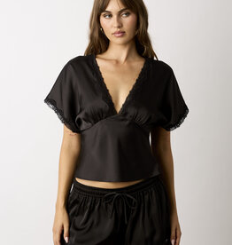 Miller Satin Lace Trim Open Back Top