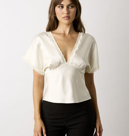 Miller Satin Lace Trim Open Back Top