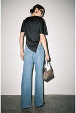 Satin Shoulder Cutout Asymmetric Scarf Hem Top