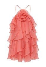 Rosette Ruffle Organza Mini Dress