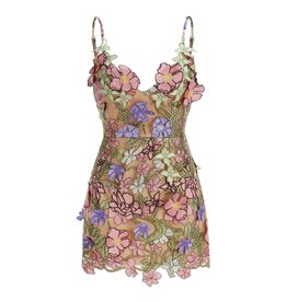 Aurora 3D Floral V Neck Mini Dress