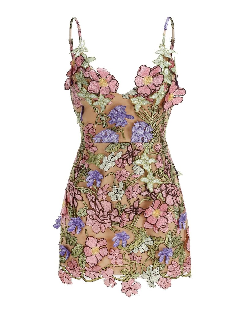 Aurora 3D Floral V Neck Mini Dress