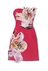 Maisie 3D Floral Embroidered Applique Strapless Mini Dress