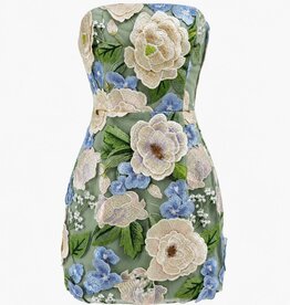Imogen 3D Floral Embroidered Strapless Mini Dress