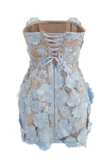 Ophelia 3D Floral Embroidered Strapless Mini Dress