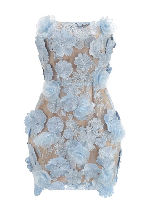 Ophelia 3D Floral Embroidered Strapless Mini Dress