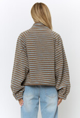Patti Striped Snap Front Fleece Jacket