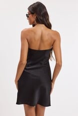 Sequin Bust Satin Strapless Mini Dress