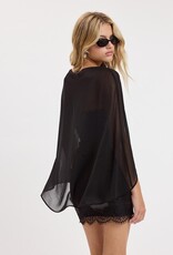 Thea Satin Strapless Mini Dress With Sheer Cape