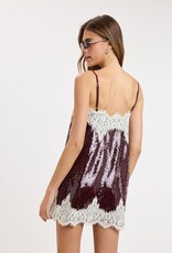 Eliana Sequin Lace Trim Cami Strap Mini Dress