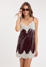 Eliana Sequin Lace Trim Cami Strap Mini Dress