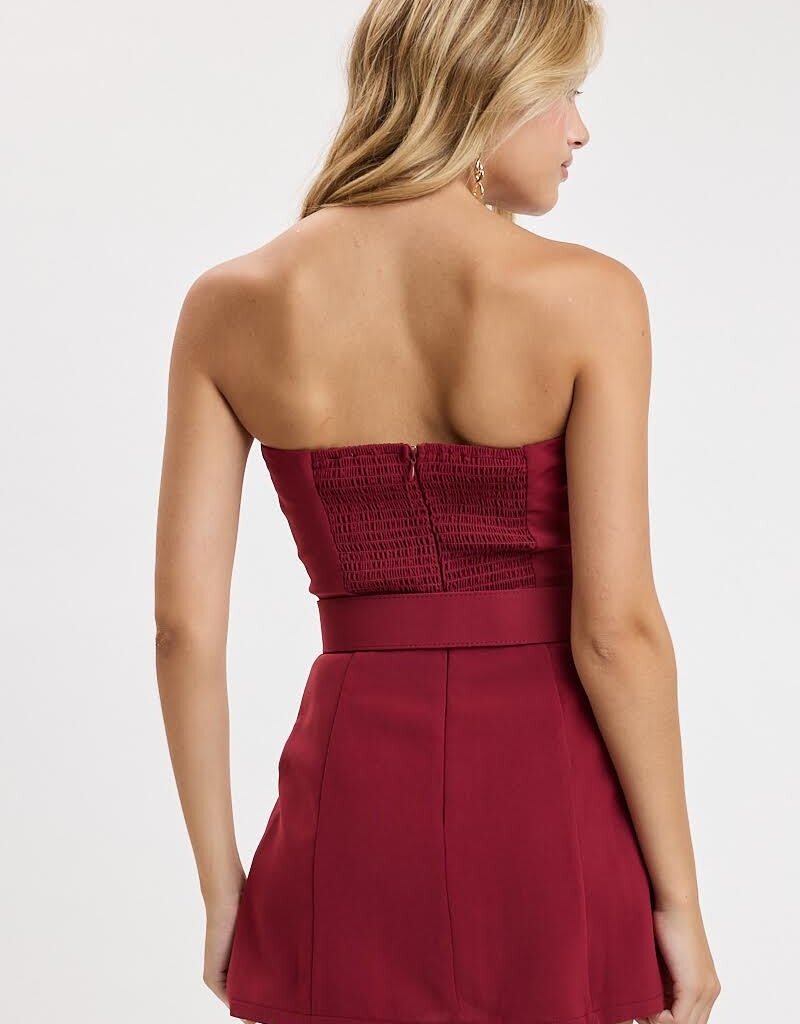 Ava Strapless Belted Skort Mini Dress