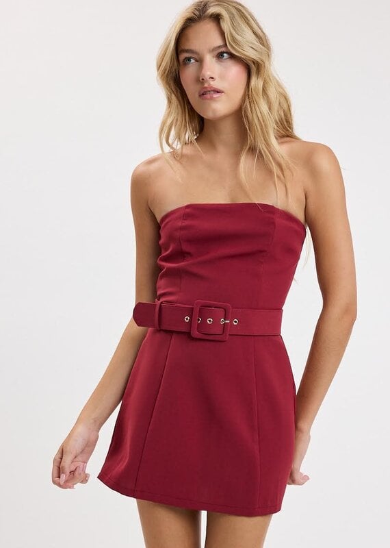Ava Strapless Belted Skort Mini Dress