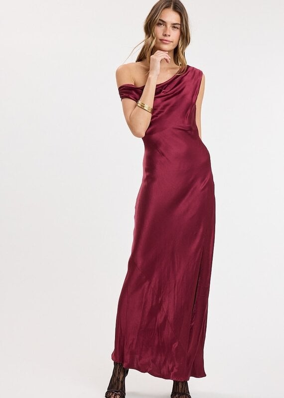 Eliza Satin Off The Shoulder Maxi Dress