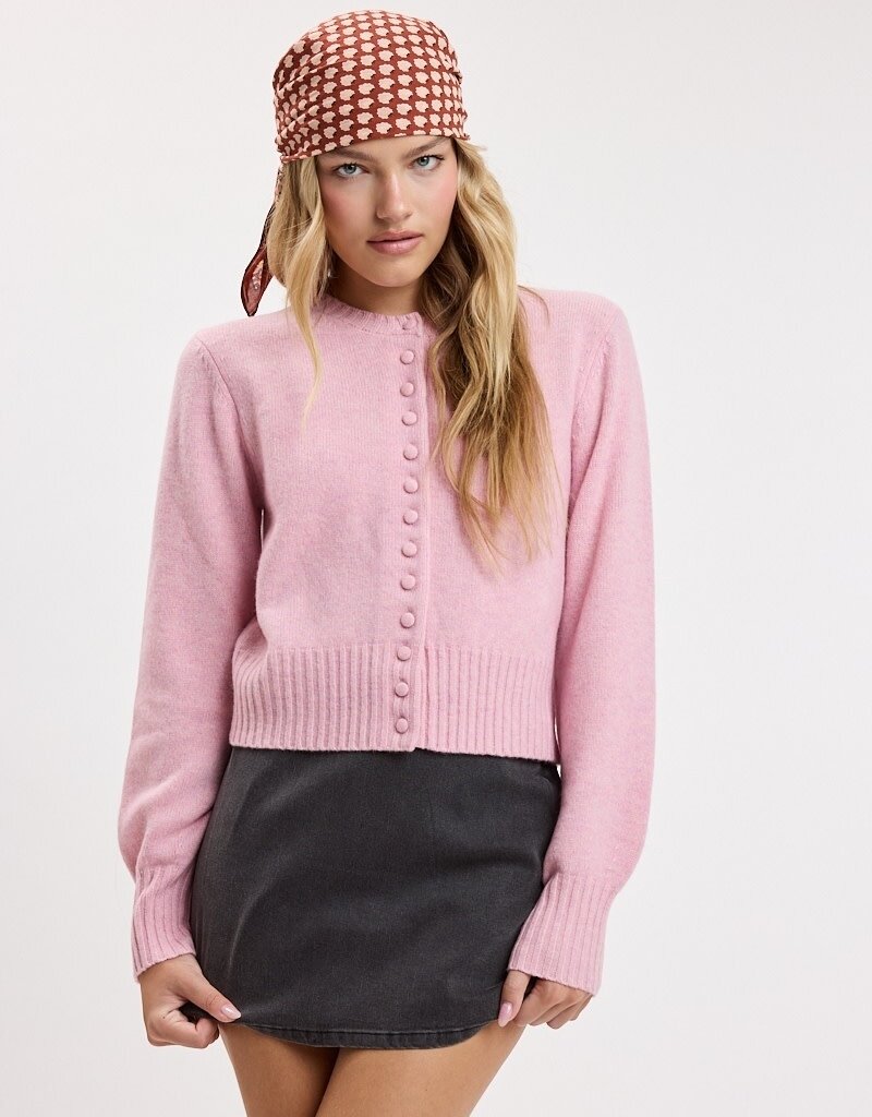 Covered Button Cardigan Sweater