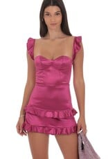 Lucy In The Sky Satin Ruffle Corset Bodycon Mini Dress