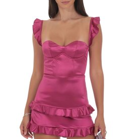 Lucy In The Sky Satin Ruffle Corset Bodycon Mini Dress