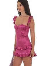 Lucy In The Sky Satin Ruffle Corset Bodycon Mini Dress