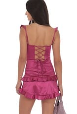 Lucy In The Sky Satin Ruffle Corset Bodycon Mini Dress