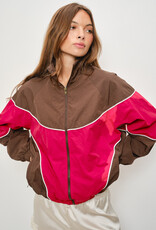 Funnel Neck Color Block Windbreaker Jacket