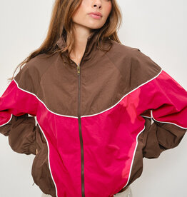 Funnel Neck Color Block Windbreaker Jacket