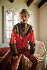 Funnel Neck Color Block Windbreaker Jacket