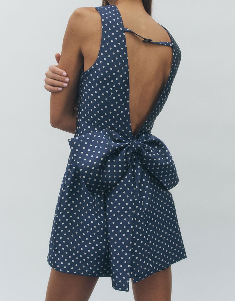 Maude Club Miranda Polka Dot Bow Back Mini Dress