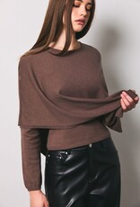 Asymmetrical Cape Overlay Long Sleeve Knit Sweater